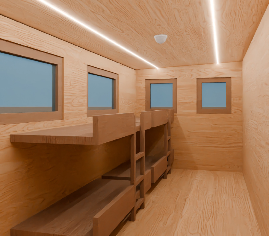 FoldPod Innenraum mit Betten